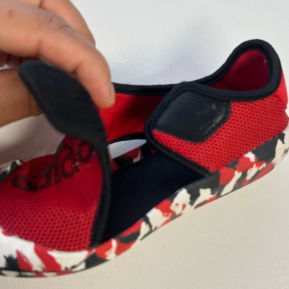 adidas Kids Red Black White Camouflage Water Shoes